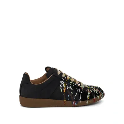 Maison Margiela Black Paint Replica Sneakers In 963 Black