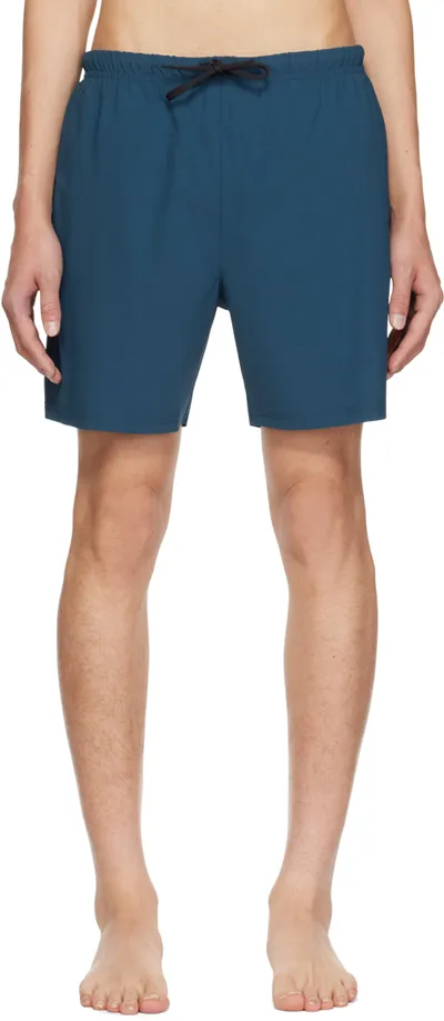 Reigning Champ Blue High-gauge Swim Shorts In 443 Deep Teal