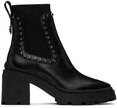 Jimmy Choo Black Veronique 80 Boots In Black/black Diamond