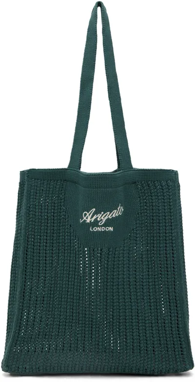 Axel Arigato Green Grid Shopper Tote In Dark Cyan