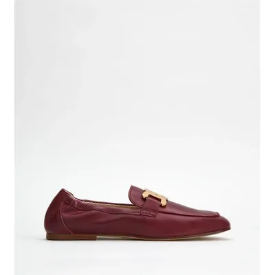 Tod's Logo-detail Leather Loafers In Red