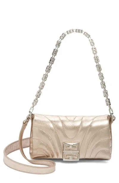 Givenchy Micro 4g Soft Quilted Metallic Leather Crossbody Bag In Dusty Gold