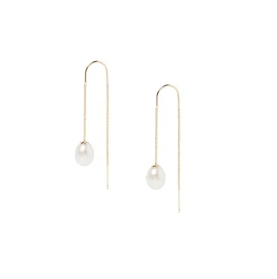 Olivia & Pearl Oh So Fine Vermeil Drop Pearl Earring In O&p/dpe/ver/yg