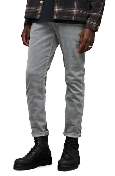 Allsaints Dean Slim Fit Cropped Corduroy Jeans In Grey