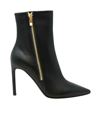 Del Carlo Roberto Black Leather Merlot Boots In Black