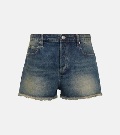 Isabel Marant Lesia Mid-rise Denim Shorts In Blue