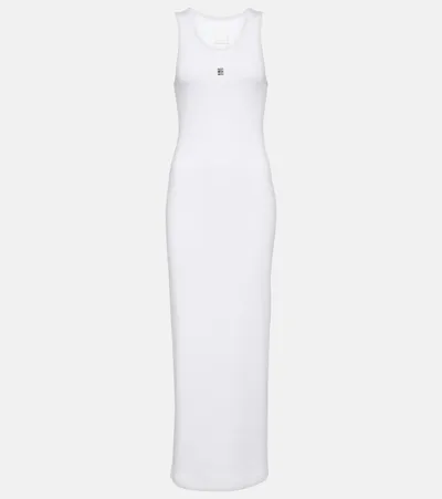 Givenchy Ribbed-knit Cotton Jersey Maxi Dress In White