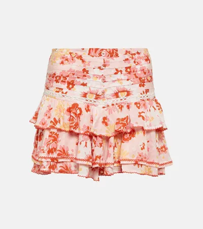 Poupette St Barth Alizee Ruffled Miniskirt In Pink 90's