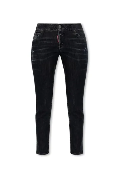 Dsquared2 Distressed Cropped Jeans In Black