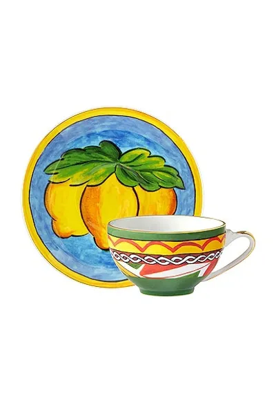 Dolce & Gabbana Casa Carretto Lemon Espresso Cup And Saucer Set In Multi