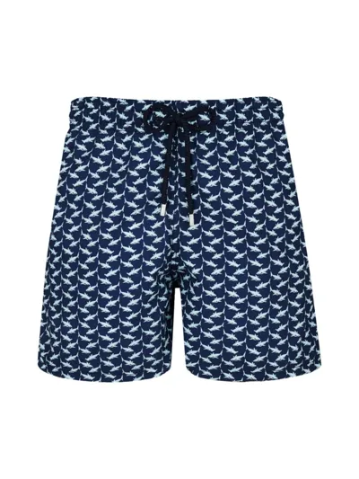 Vilebrequin Kids' Moorea 5.5 Swim Trunks In Bleu Marine