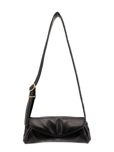 Jil Sander Logo Printed Padded Shoulder Bag In Black