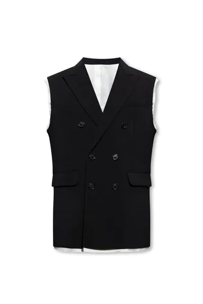 Dsquared2 Raw Trimmed Double Breasted Vest In Black