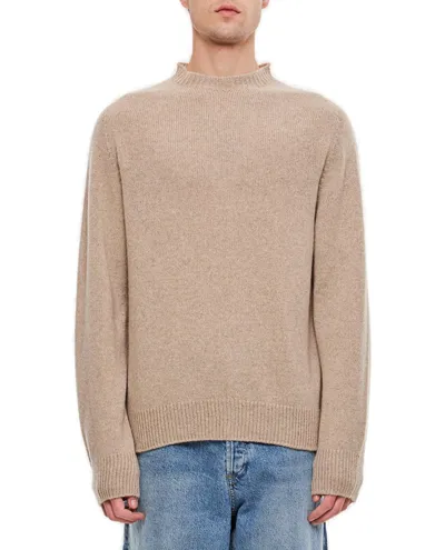 Lanvin Crewneck Knitted Jumper In Beige