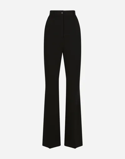 Dolce & Gabbana Flared Jersey Milano Rib Pants In Black