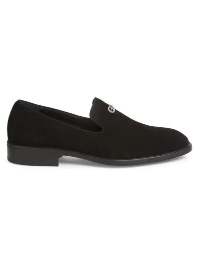 Giuseppe Zanotti Imrham Logozalì-embellished Suede Loafers In Nero