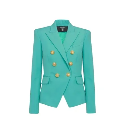 Balmain Double-breasted Blazer In Green