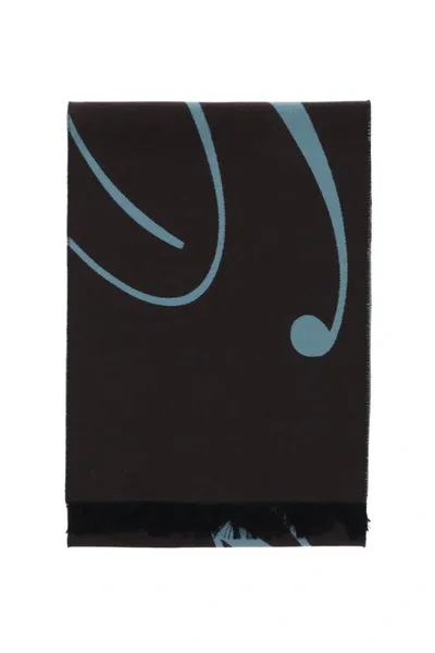 Burberry Silk And Wool Logo Scarf In Mixed Colours