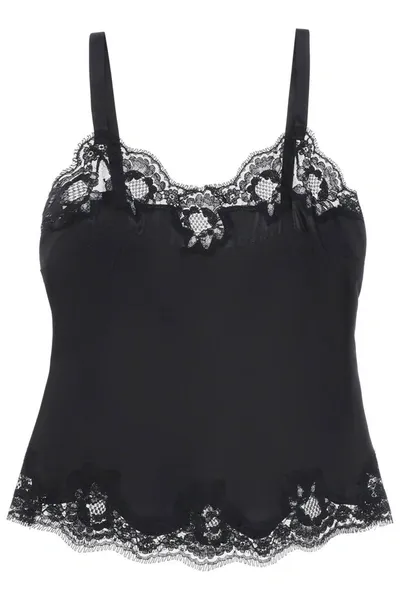 Dolce & Gabbana Satin Lingerie Top With Lace In Black