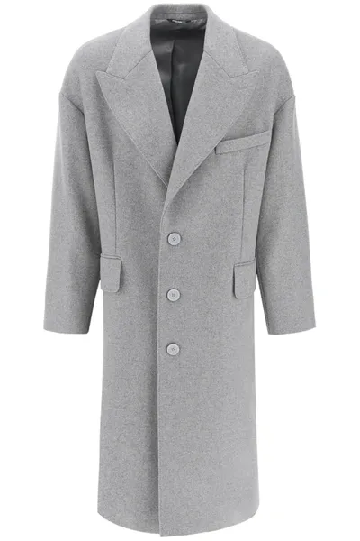 Dolce & Gabbana Single-breasted Wool Coat In Gray