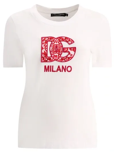 Dolce & Gabbana T-shirt Mit Logo-print In Ricamati