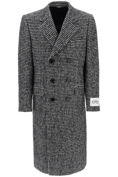 Dolce & Gabbana Two-tone Wool Blend Coat In Multicolor