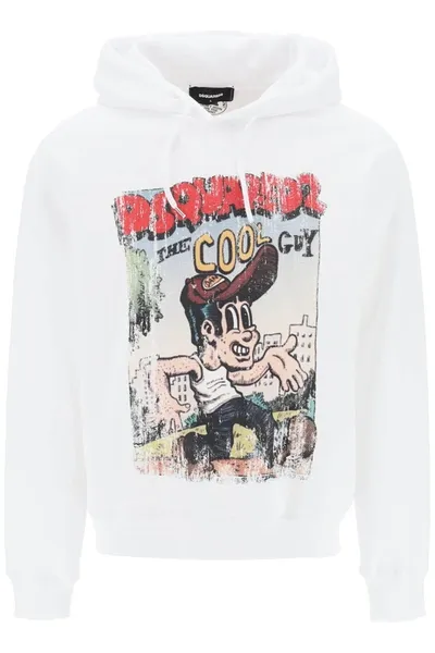 Dsquared2 Printed Hoodie In White