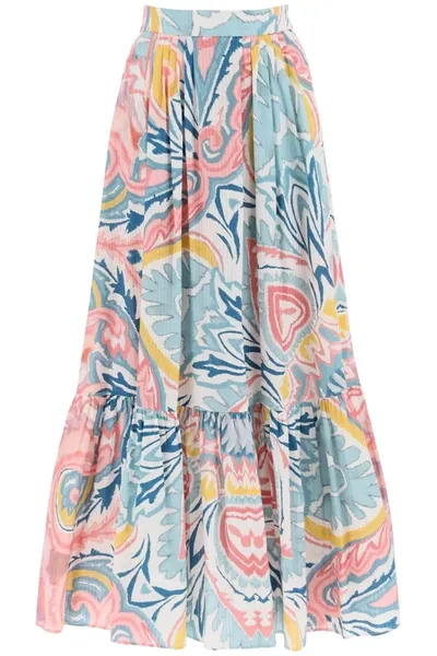 Etro Printed Cotton And Silk-blend Midi Skirt In Multicolor