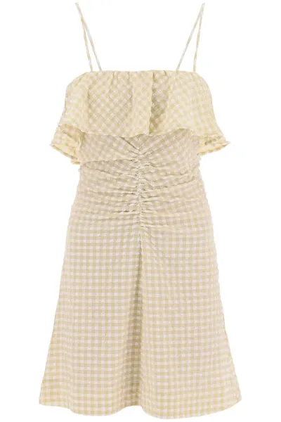 Ganni Gingham Motif Dress In Mixed Colours