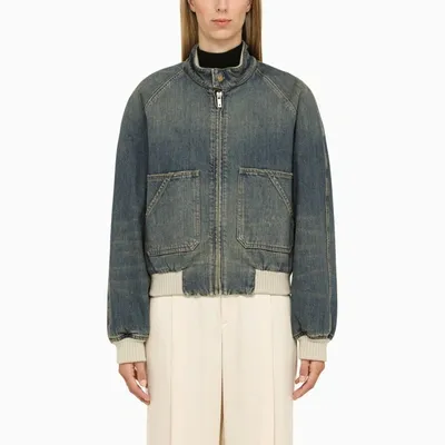 Golden Goose Deluxe Brand Denim Zipped Bomber Jacket In Grey