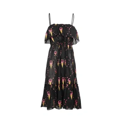 Gucci Printed Cotton Dress In Black