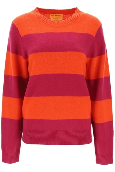 Guest In Residence Stripe Crew Cashmere Sweater In Red