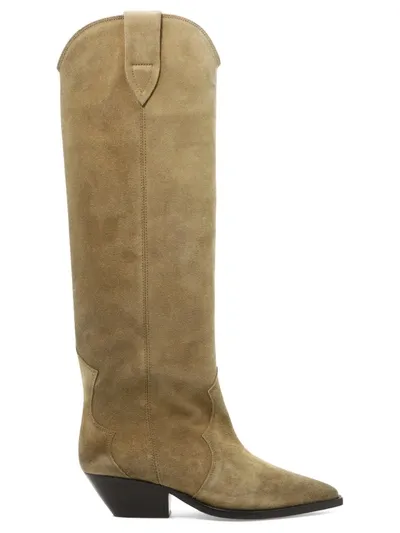 Isabel Marant Denvee Suede Knee-high Boots In Cream