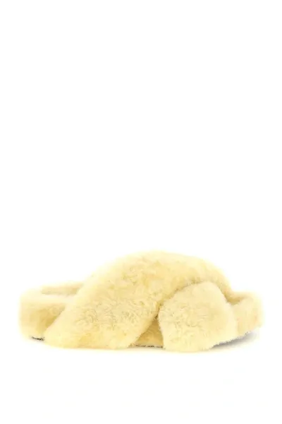 Jil Sander Shearling Slides In Powder