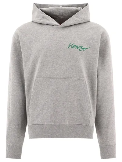 Kenzo With Love Classic Hoodie In Grey