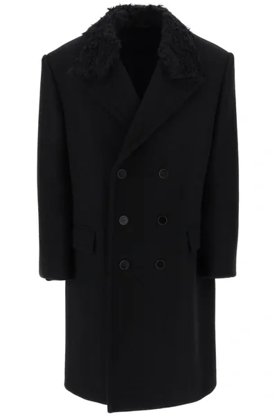 Lanvin Double Breasted Coat In Black