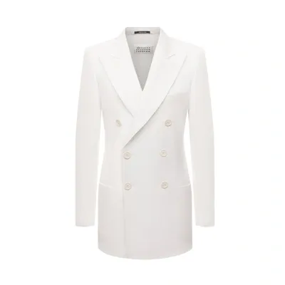 Maison Margiela Cotton Double-breasted Blazer In White