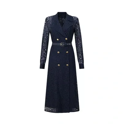 Max Mara Colimbo Lace Coat In Blue