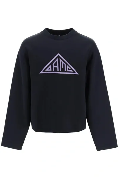 Oamc Crew Neck Sweatshirt In Scuba-effect Jersey In Black