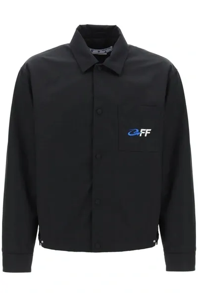 Off-white Exact Opp-print Shirt Jacket In Black,white