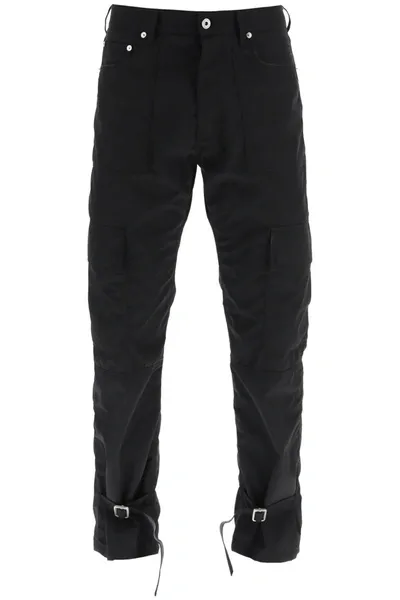 Off-white Buckle-detail Cargo Trousers In Black Black