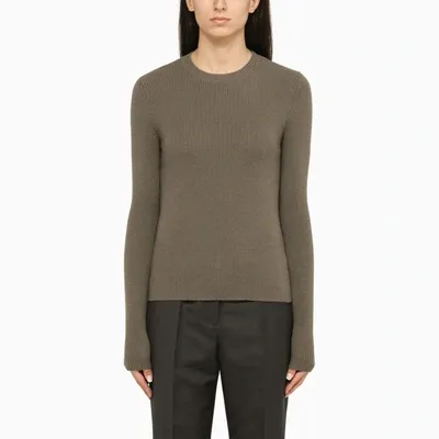 Our Legacy Grey Wool Crew-neck Pullover In Green