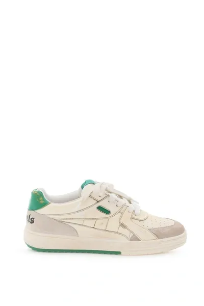 Palm Angels Vintage University Sneakers In White,green