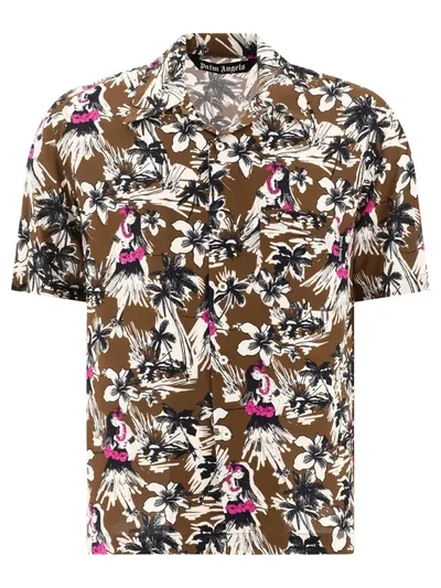 Palm Angels Floral-print Short-sleeved Shirt In Multi