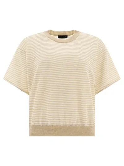 Roberto Collina Striped Sweater In Beige