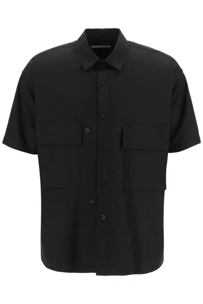 Sacai Flap-pockets Cotton Shirt In Navy