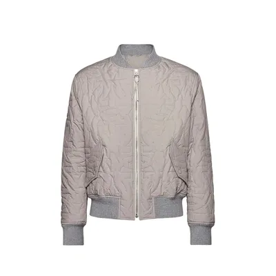 Ferragamo Quilted Bomber Jacket In Gray