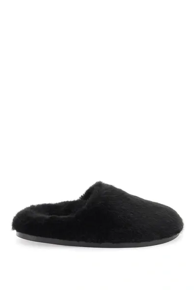 Simone Rocha Faux Fur Sabots In Black