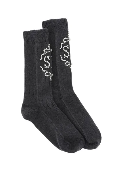 Simone Rocha Sr Socks With Pearls And Crystals In Gray