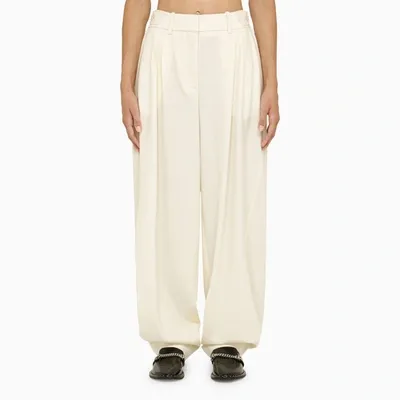 Stella Mccartney Cream Wool Baggy Trousers In Beige